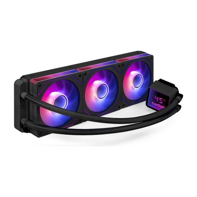 Комплект водяного охлаждения ExeGate DigitalFreezer-360.PWM.ARGB.Black (3 PIN 5V ADDRESSABLE RGB подсветка, LGA1954/1851/1700/1200/115x/2066/2011/AM5/AM4, TDP 280W, 3x Fan 120mm 4pin PWM 600-1800RPM Hydro bearing, помпа 3pin 2700RPM, макс. шум 37db, с тер EX301475RUS