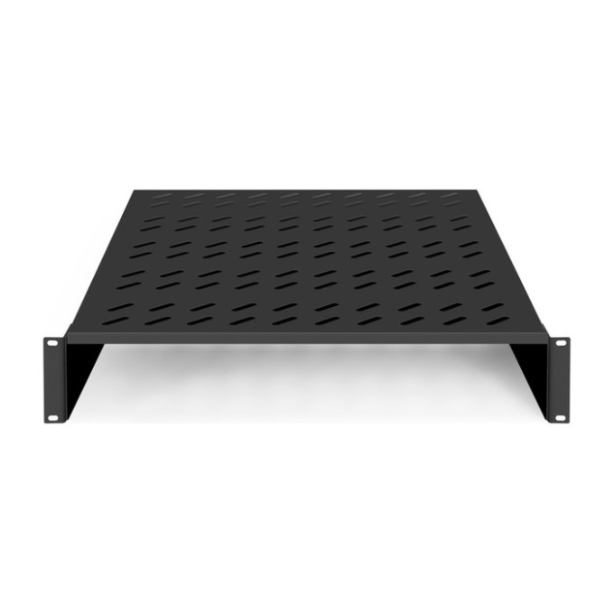 Полка консольная 19" ExeGate ECCS-2U550-B (перфорированная, глубина 550мм, крепление 19" 2U, для напольных шкафов и стоек глубиной 800мм/1000мм, нагрузка до 15кг, цвет черный RAL9004) EX301498RUS
