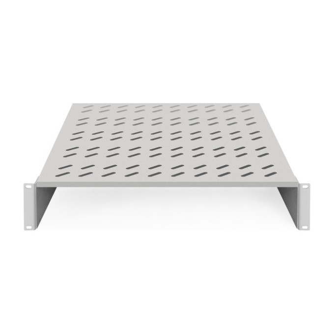 Полка консольная 19" ExeGate ECCS-2U550-G (перфорированная, глубина 550мм, крепление 19" 2U, для напольных шкафов и стоек глубиной 800мм/1000мм, нагрузка до 15кг, цвет светло-серый RAL7035) EX301499RUS