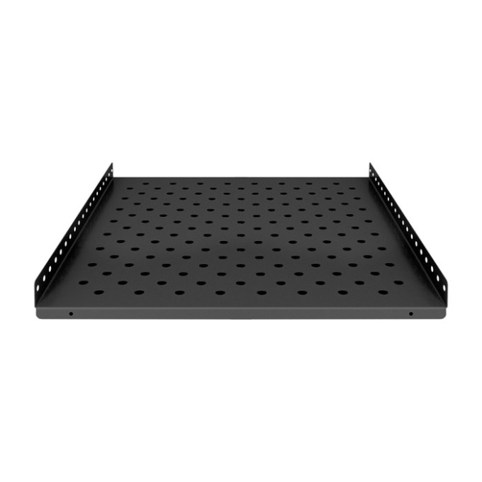 Полка стационарная 19" ExeGate ECSF-FS800-B (перфорированная, глубина 475мм, крепление 19" 1U, для напольных шкафов и стоек глубиной 800мм/1000мм, нагрузка до 100кг, цвет черный RAL 9004) EX301333RUS
