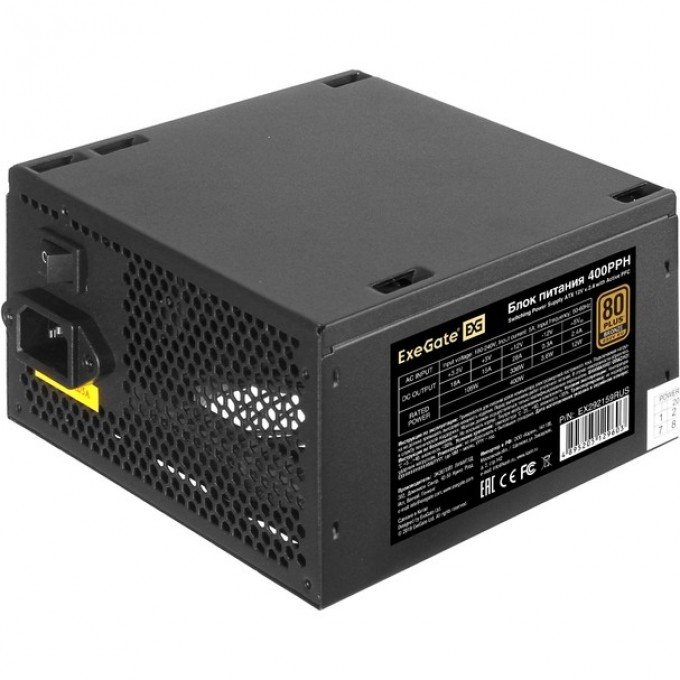 Блок питания 400W EXEGATE 80 PLUS® Bronze 400PPH-OEM ATX, APFC, КПД 88% (80 PLUS Bronze) EX292170RUS Блок питания 400W EXEGATE 80 PLUS® Bronze 400PPH-OEM ATX, APFC, КПД 88% (80 PLUS Bronze) EX292170RUS