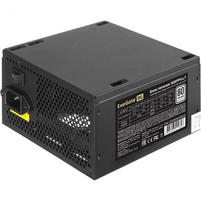 Блок питания 500W EXEGATE 80 PLUS® 500PPH-LT-OEM EX282040RUS-OEM Блок питания 500W EXEGATE 80 PLUS® 500PPH-LT-OEM EX282040RUS-OEM