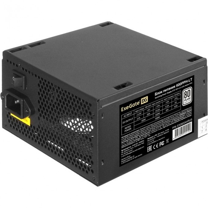 Блок питания 600W EXEGATE 80 PLUS® 600PPH-LT-S-OEM EX282044RUS-OEM-S Блок питания 600W EXEGATE 80 PLUS® 600PPH-LT-S-OEM EX282044RUS-OEM-S