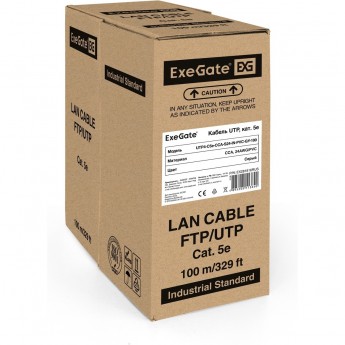 Кабель EXEGATE UTP4-C5e-CCA-S24-IN-PVC-GY-100 UTP 4 пары кат.5e CCA, 24AWG, бухта 100м, серый, PVC EX281816RUS Кабель EXEGATE UTP4-C5e-CCA-S24-IN-PVC-GY-100 UTP 4 пары кат.5e CCA, 24AWG, бухта 100м, серый, PVC EX281816RUS
