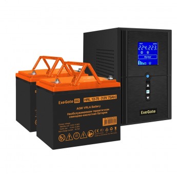 Комплект EXEGATE ИБП EX295988RUS + батарея 75Aч EX285653RUS 2шт Комплект EXEGATE ИБП EX295988RUS + батарея 75Aч EX285653RUS 2шт