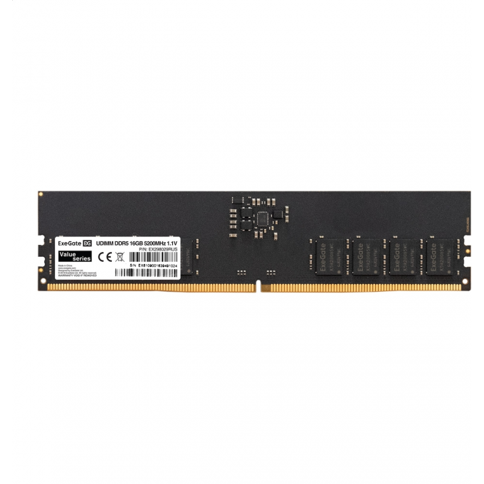 Модуль памяти EXEGATE VALUE DIMM DDR5 16GB 5200MHz PC5-41600 EX298029RUS Модуль памяти EXEGATE VALUE DIMM DDR5 16GB 5200MHz PC5-41600 EX298029RUS